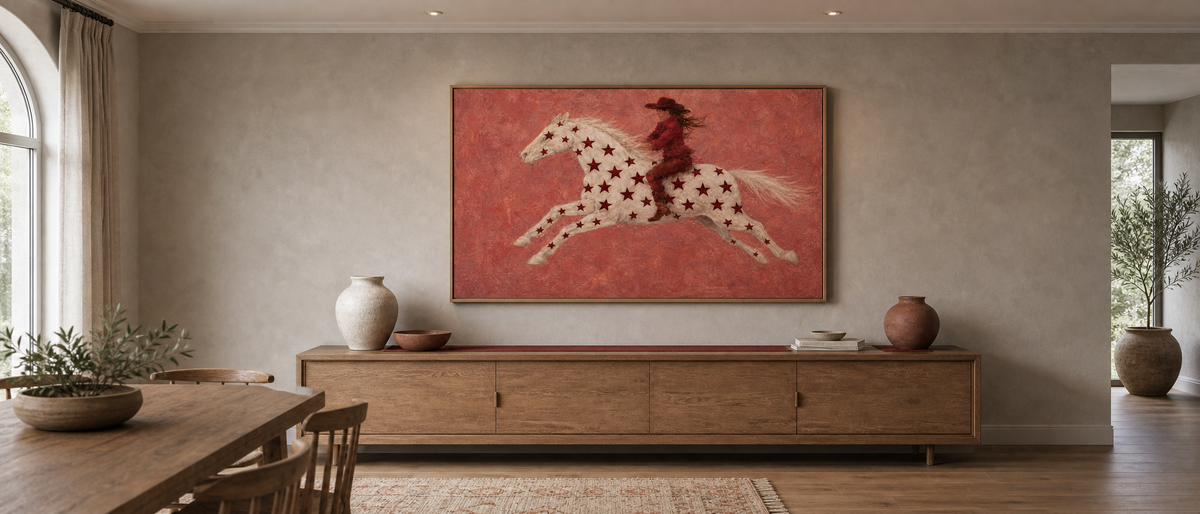 Cowgirl on Star-Painted Horse