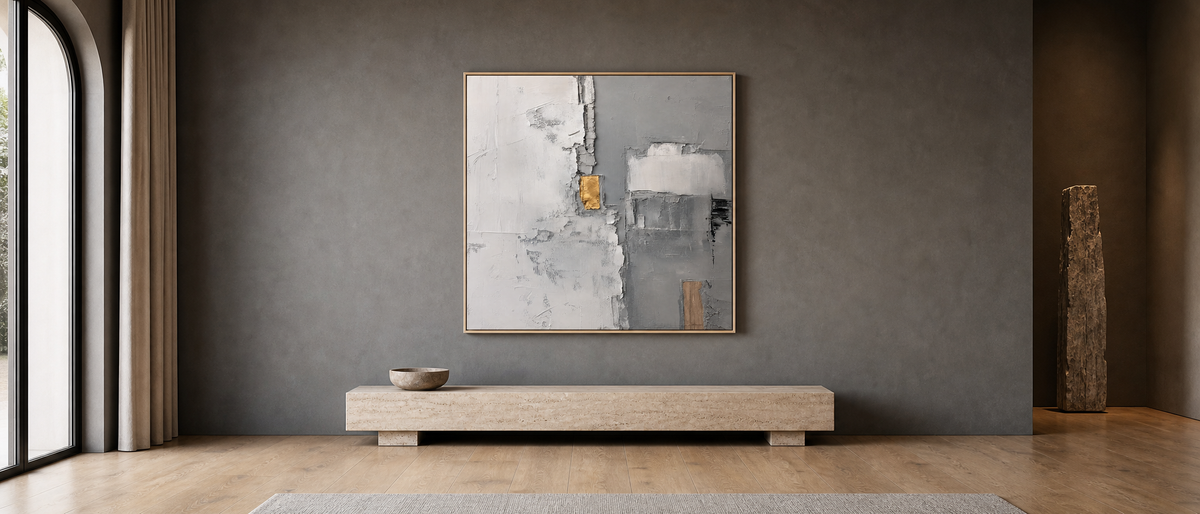 Grey Abstract with Gold Leaf