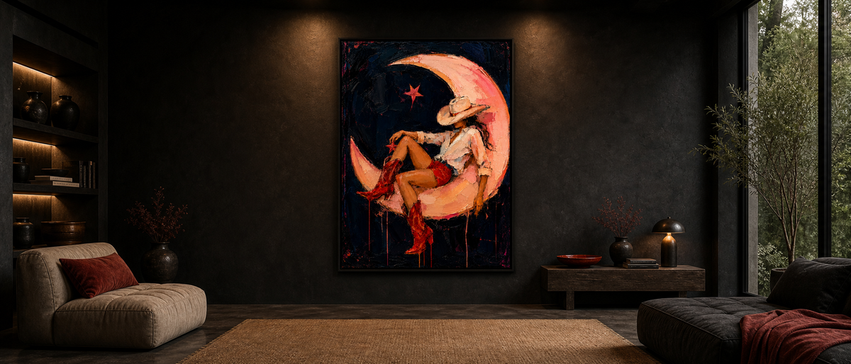 Cowgirl Reclining on a Crescent Moon