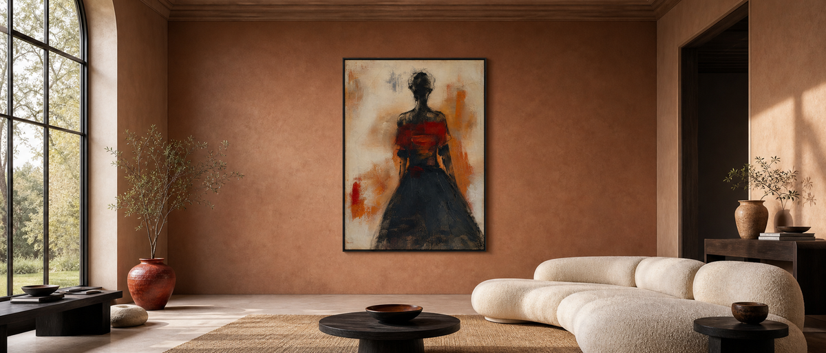 Figure in Crimson and Charcoal