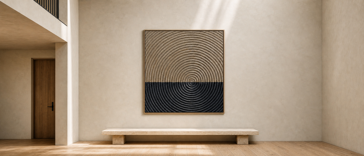 Concentric Split — Neutral and Charcoal