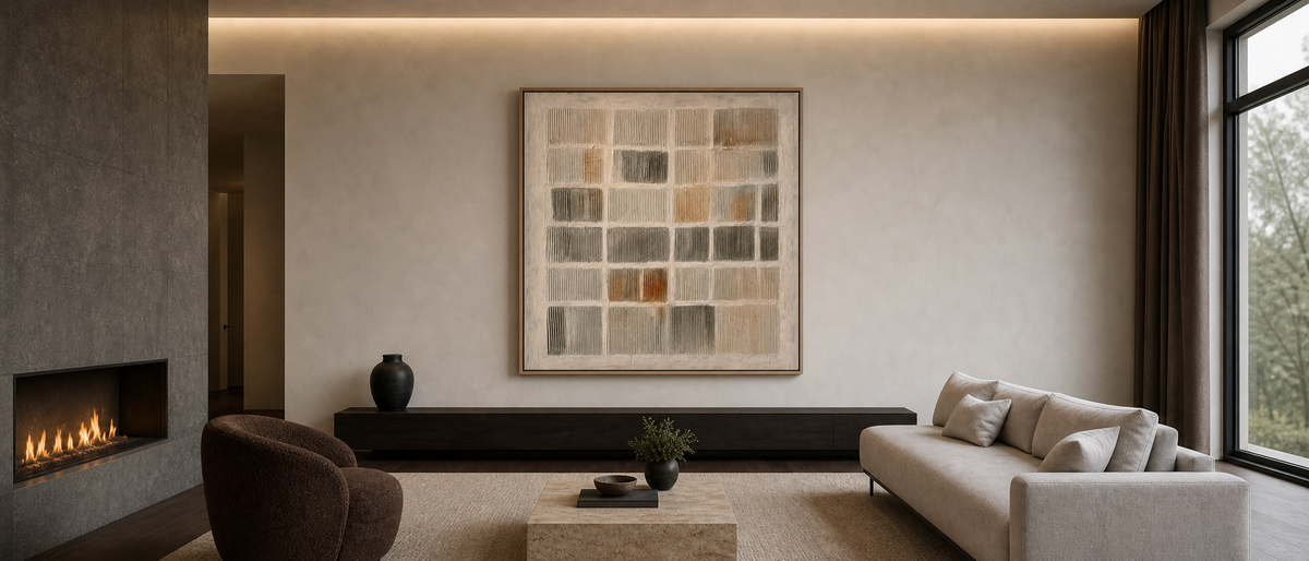 Grid Weave in Plaster and Umber