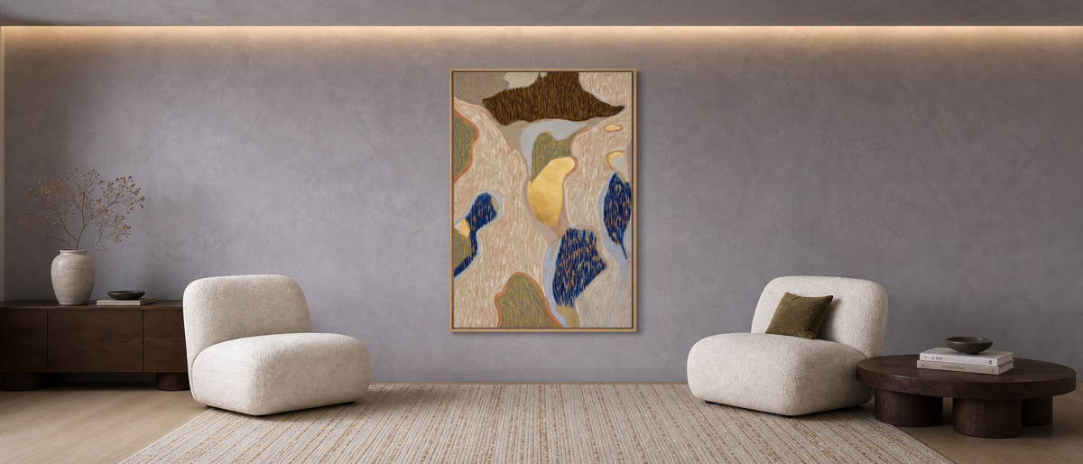Organic Currents in Ochre and Indigo