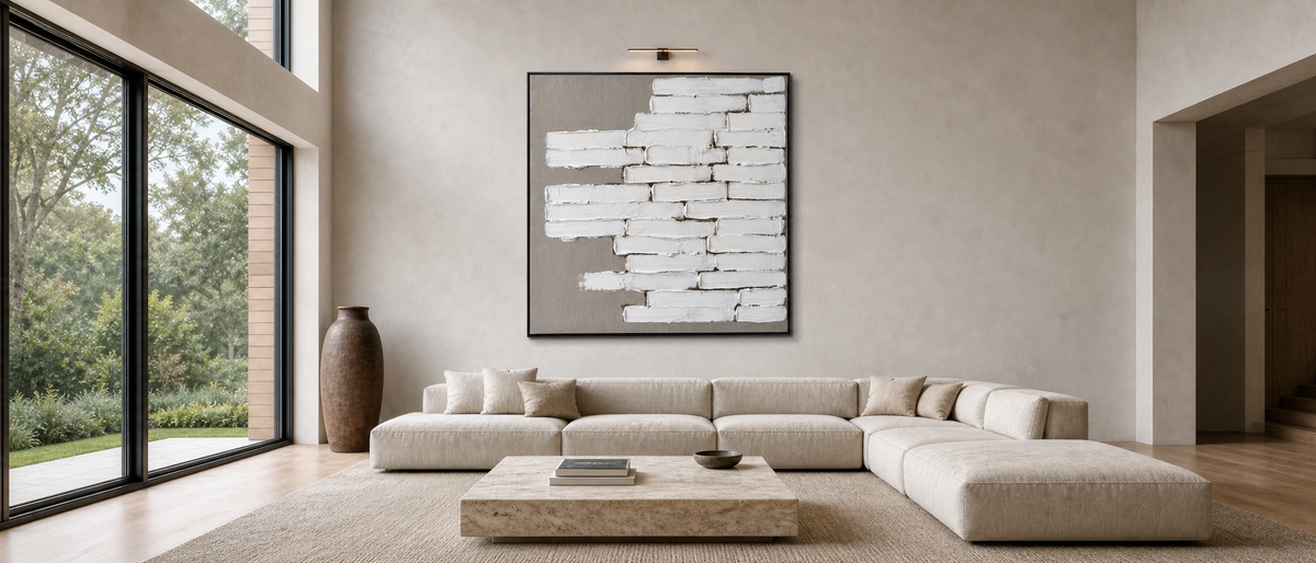 White Impasto Blocks on Greige