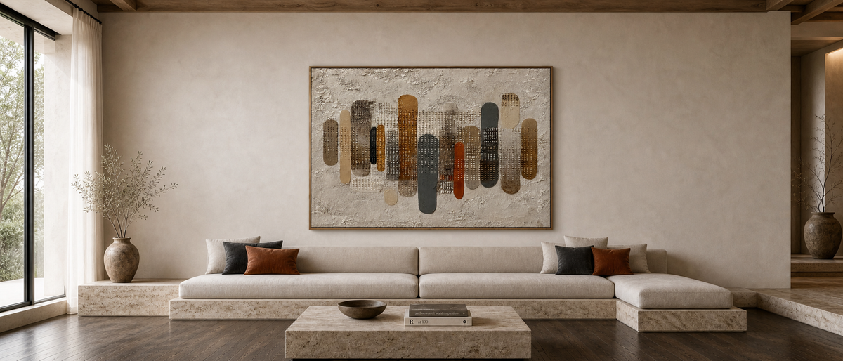 Textured Plaster Field with Vertical Rounded Capsules