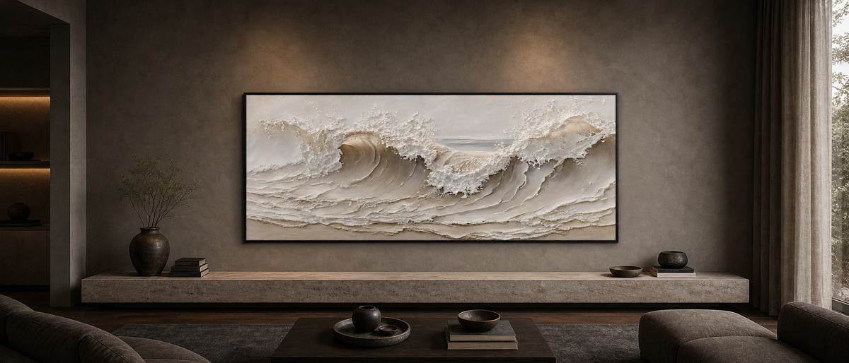 Cresting Waves in Cream and Taupe