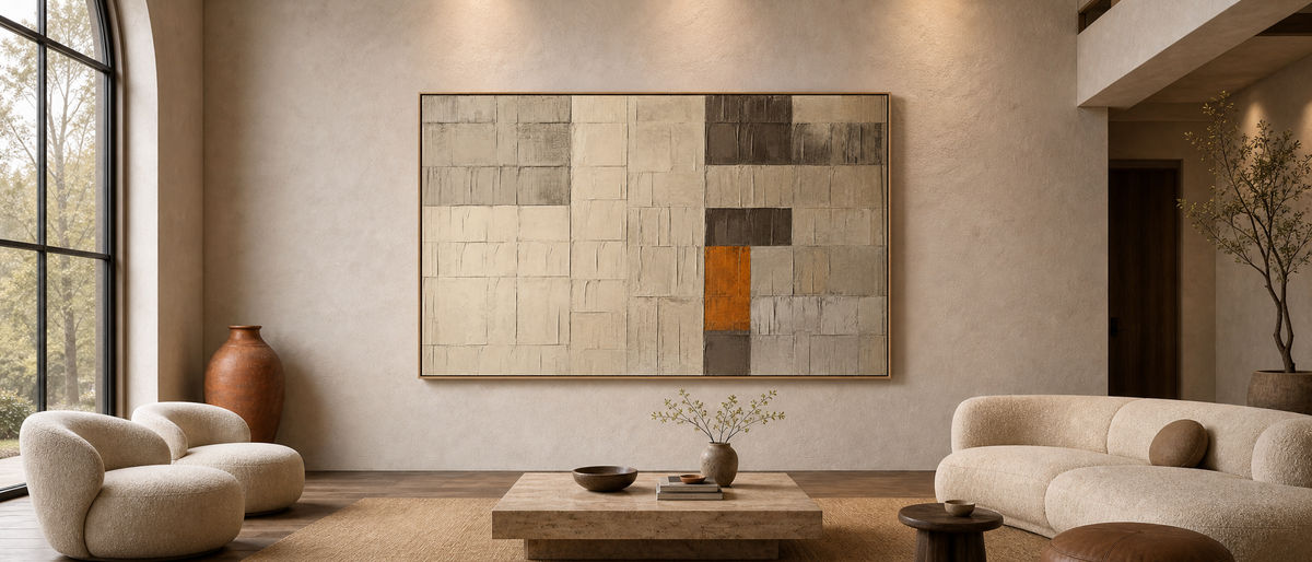 Patchwork Grid in Neutral Ochre