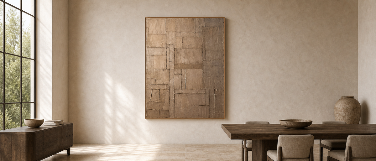 Patchwork Field in Warm Taupe