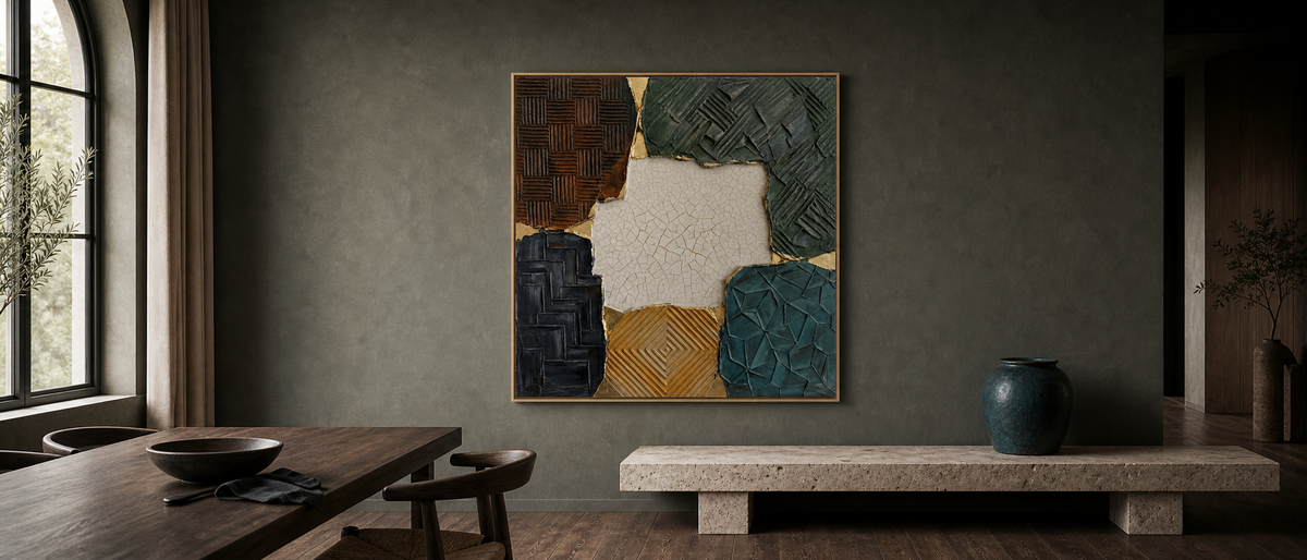 Textured Quadrant Patchwork with Crackle Centre