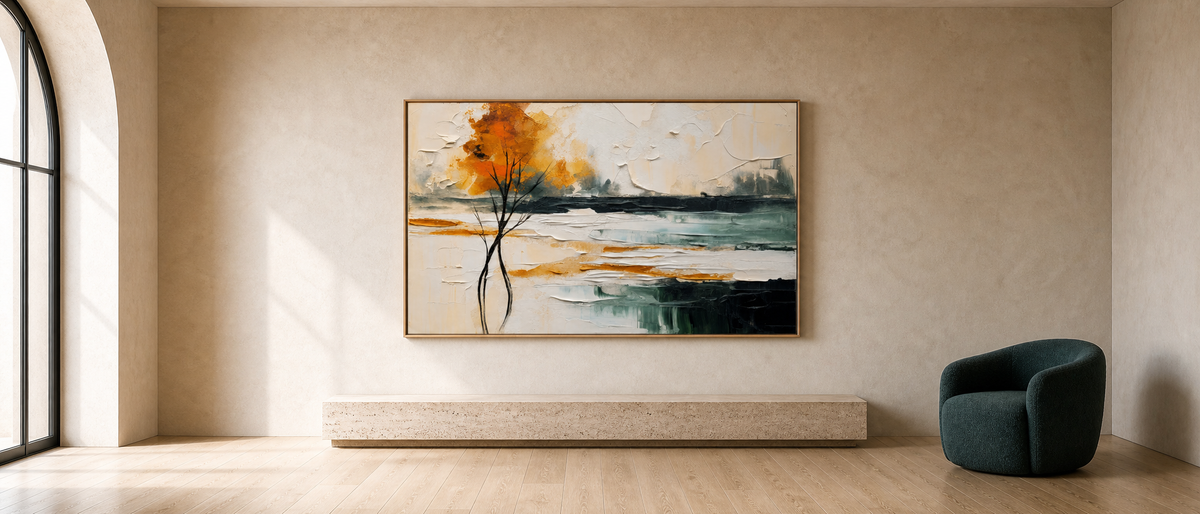 Autumn Tree by the Frozen Shore