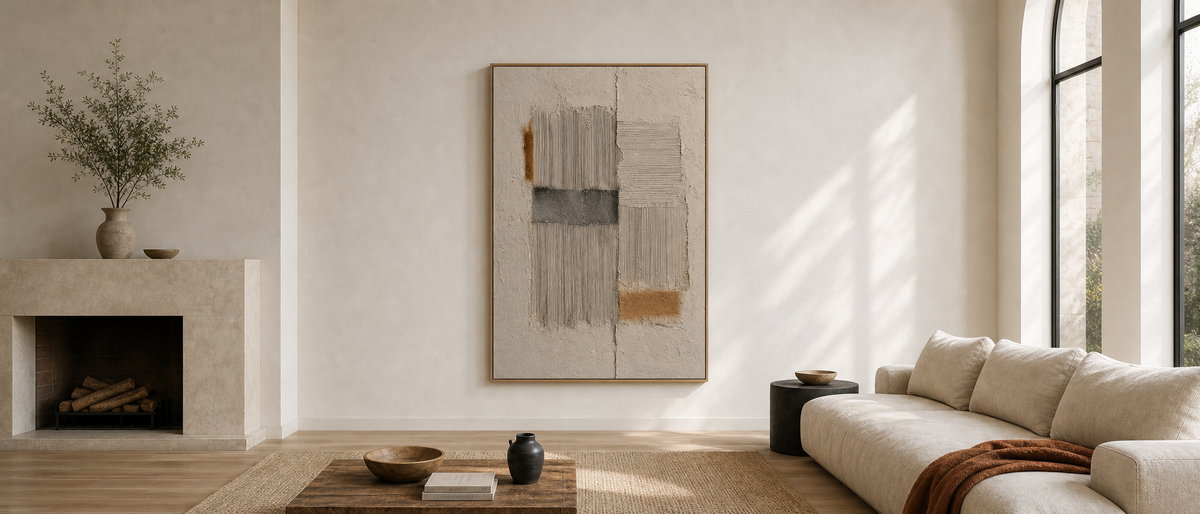 Textured Neutral Grid Abstract