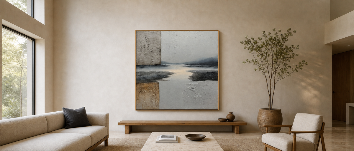 Misty Horizon Minimalist Abstract Landscape