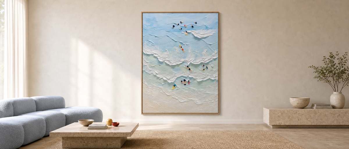Aerial Bathers in White Surf