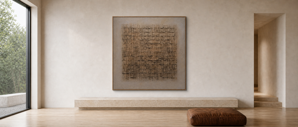 Textured Grid Field in Muted Taupe