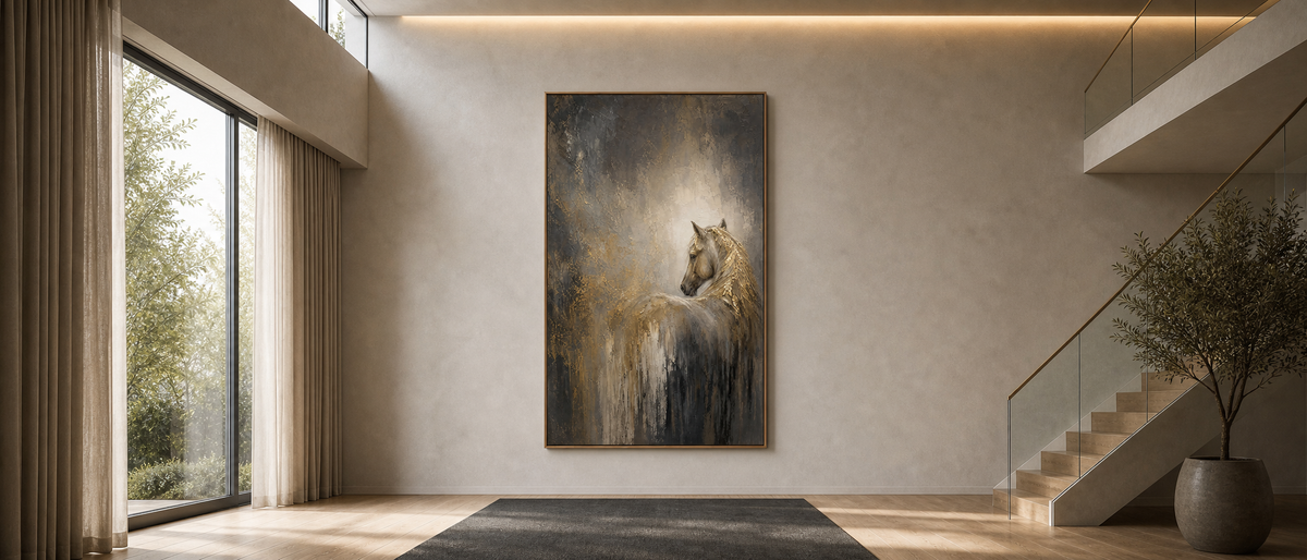 Gilded Horse: Golden Cavalier in Mist