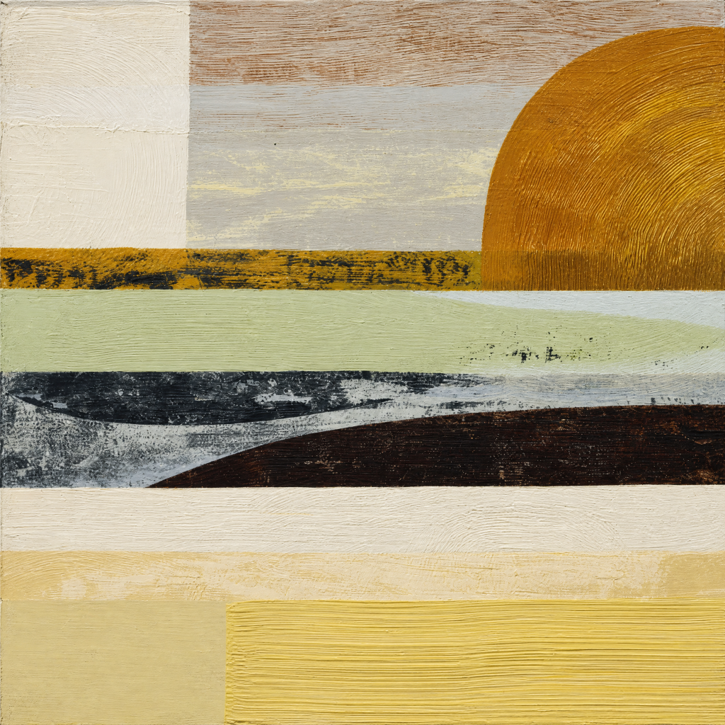 Abstract Sunset Landscape in Ochre and Sage – Oil Painting artwork