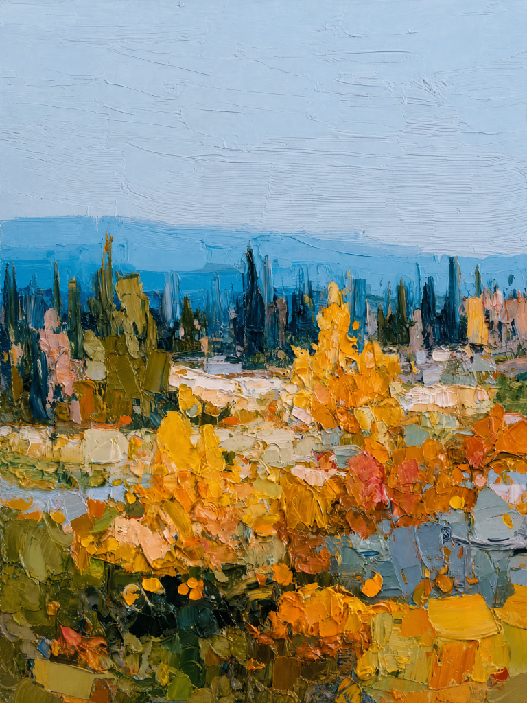 Autumn Vineyard Valley – Oil Painting artwork