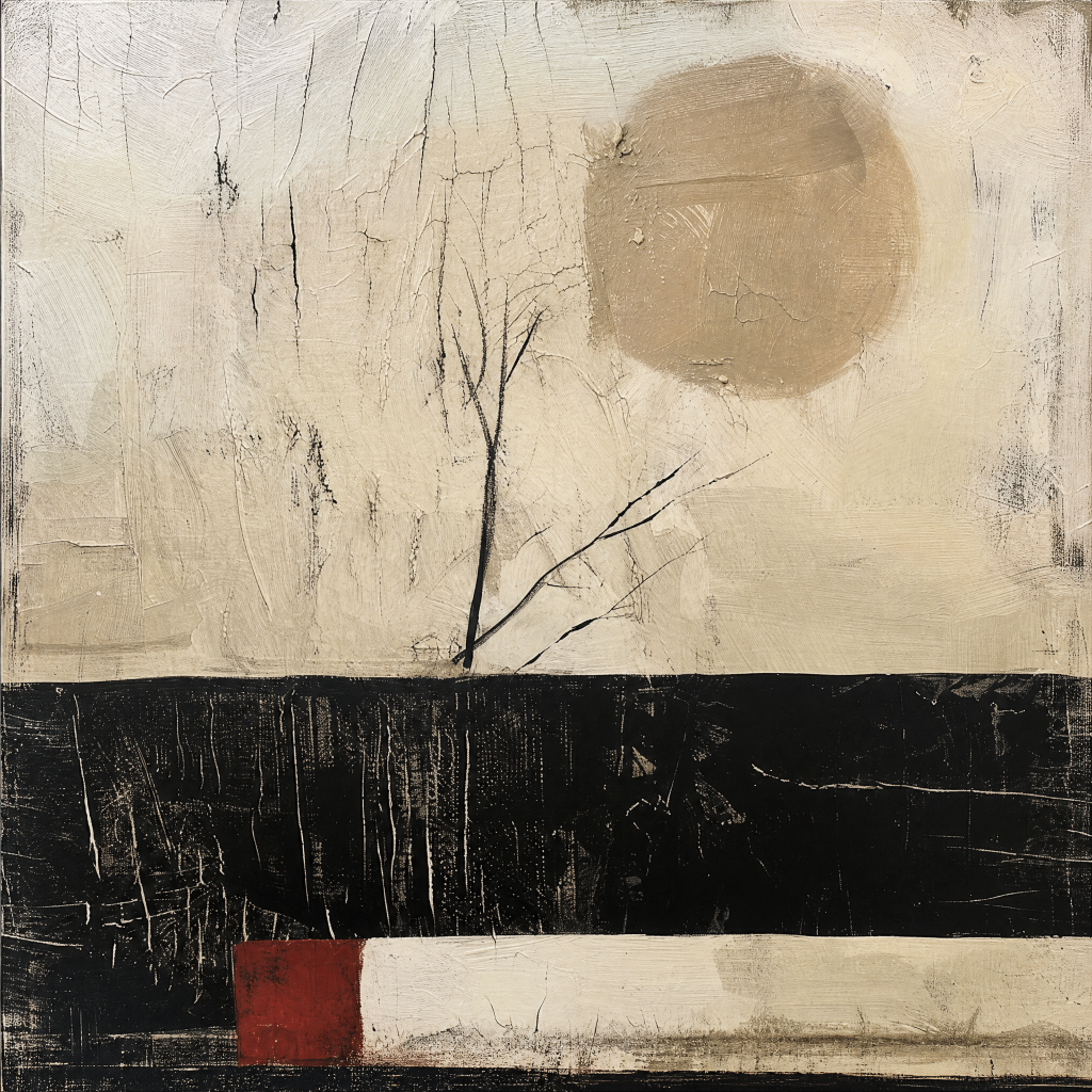 Bare Tree and Ochre Moon – Oil Painting artwork