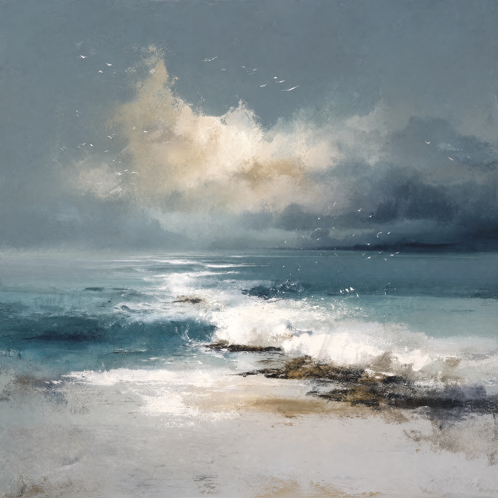 Breaking Light Shore – Oil Painting artwork