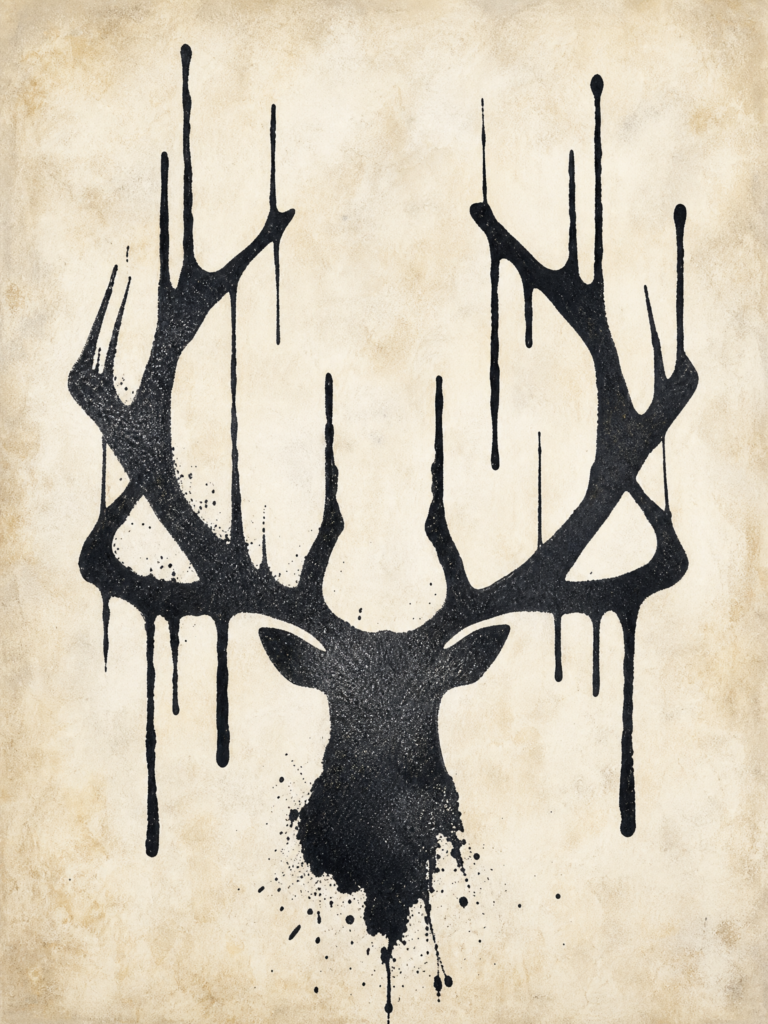 Dripping Stag Silhouette – Oil Painting artwork