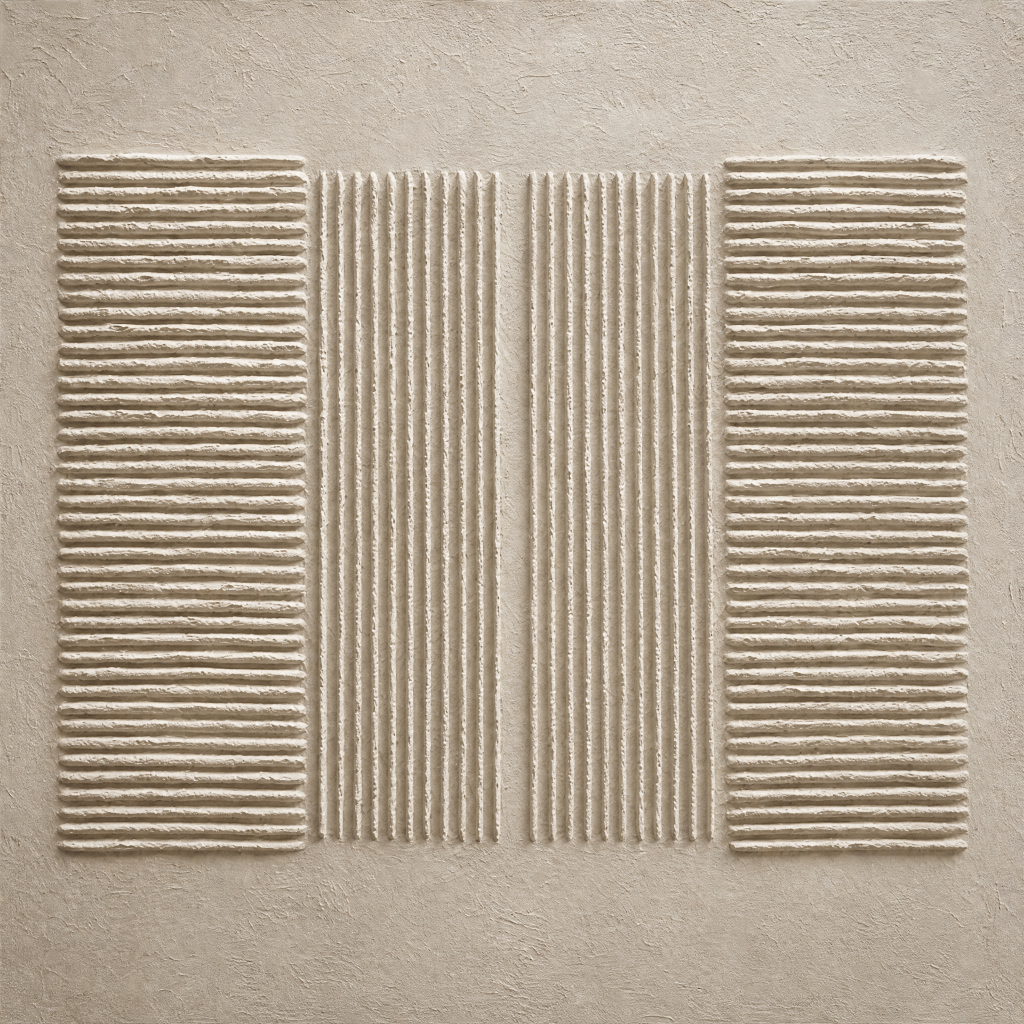 Four Columns of Ribbed Neutral Relief – Oil Painting artwork