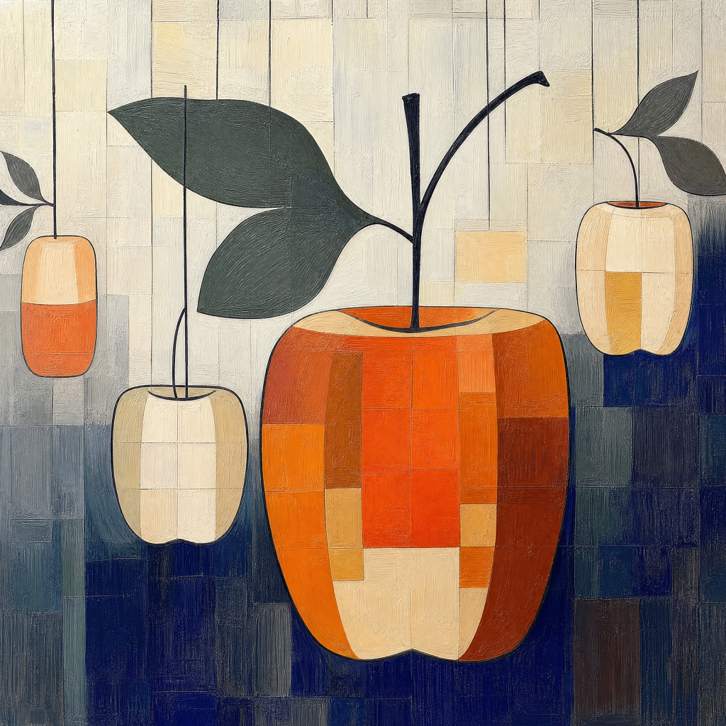 Hanging Apples in Patchwork Light – Oil Painting artwork