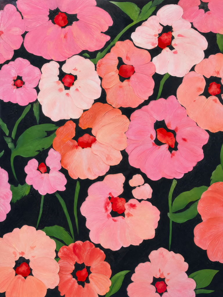 Poppies on Black – Acrylic Painting artwork